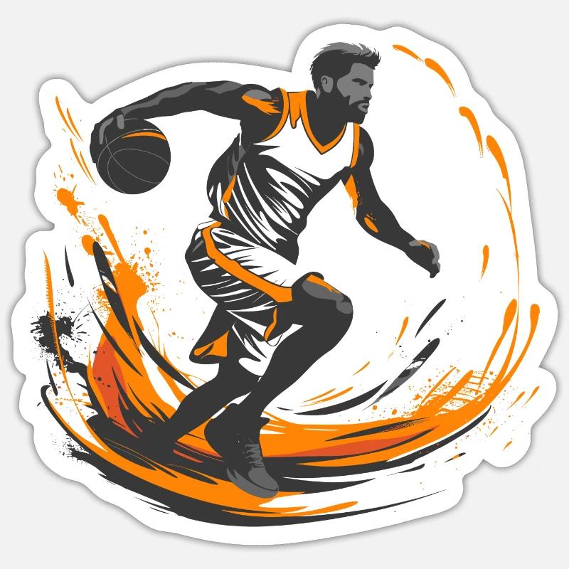 Basketteur - Sticker taille S (10 x 10 cm) - blanc mat