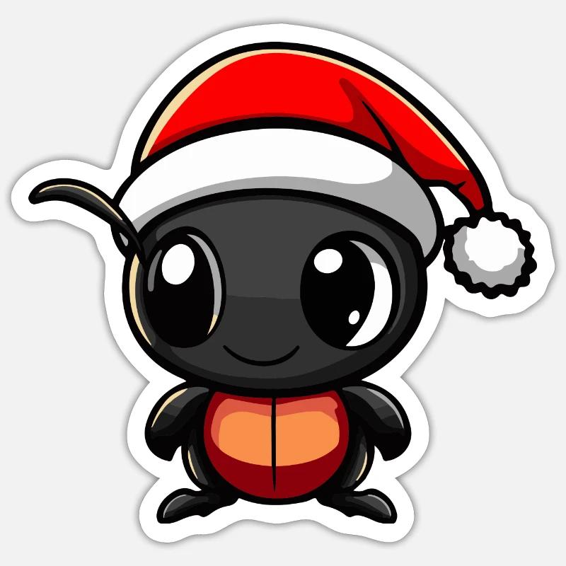 Fourmi Noël - Sticker taille S (10 x 10 cm) - blanc mat