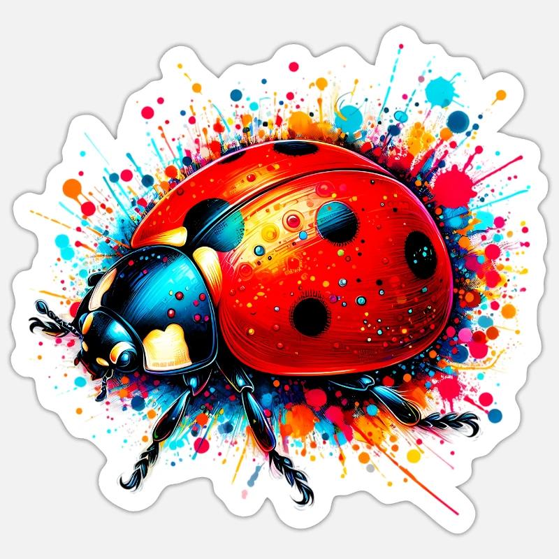 Coccinelle - Sticker taille S (10 x 10 cm) - blanc mat