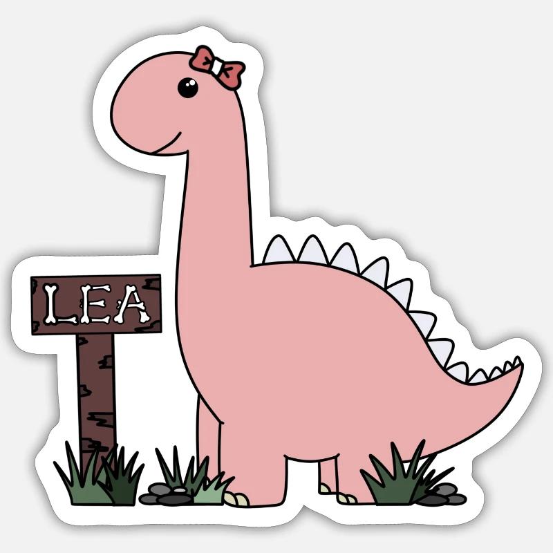 Dino Lea - Sticker taille S (10 x 10 cm) - blanc mat