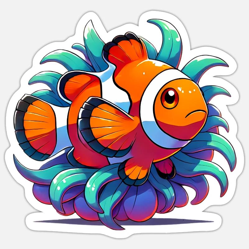 Clownfisch - Sticker Größe S (10 x 10 cm) - Mattweiß