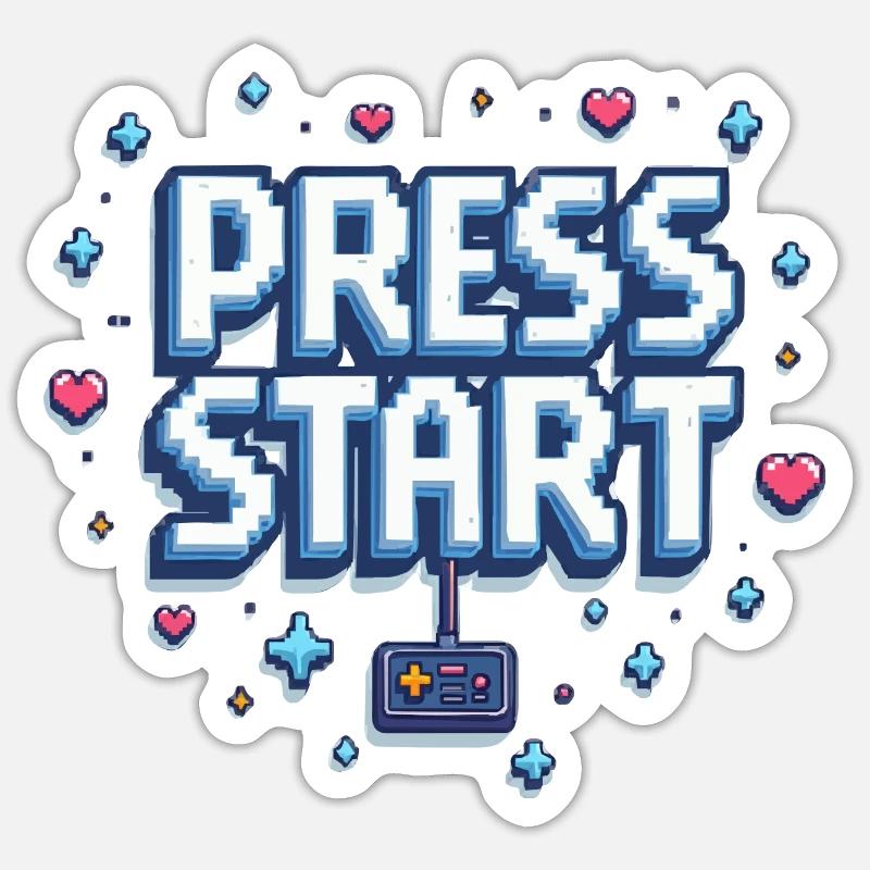 Press Start - Sticker Größe S (10 x 10 cm) - Mattweiß
