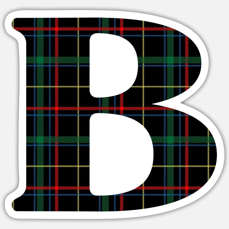 Monogrammiert b Schottischer Tartan Sticker Größe S (10 x 10 cm)