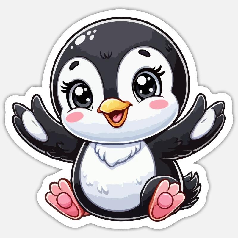 Bébé pingouin - Sticker taille S (10 x 10 cm) - blanc mat