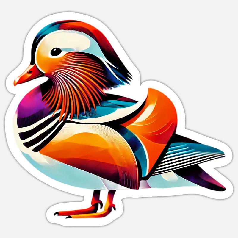 Canard mandarin - Sticker taille S (10 x 10 cm) - blanc mat