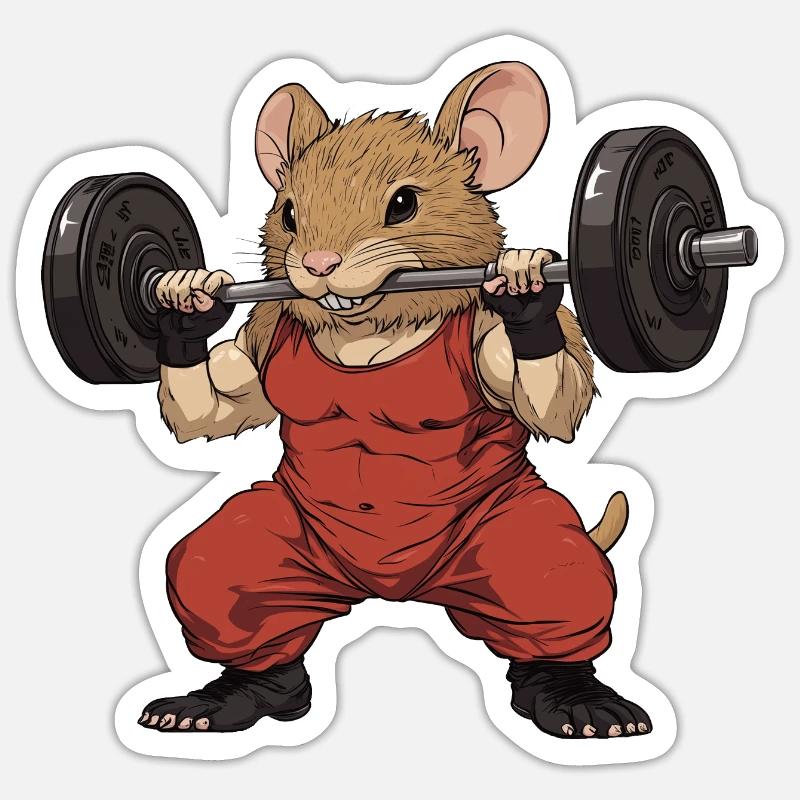 Gymratte gym ratte - Sticker taille S (10 x 10 cm) - blanc mat