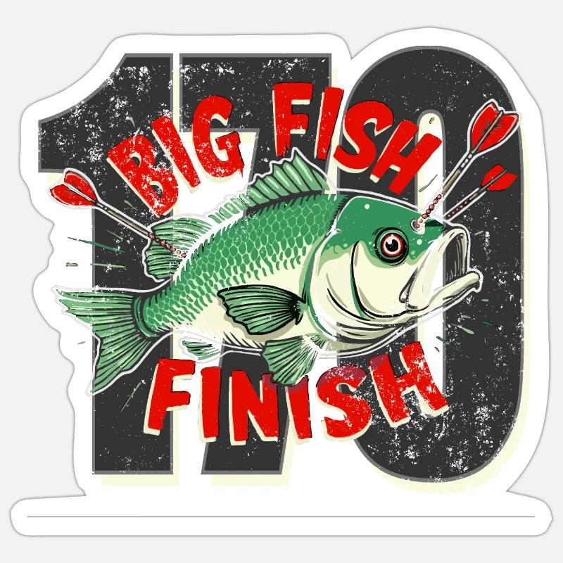 fléchettes gros poisson Finir Checkout - Sticker taille S (10 x 10 cm) - blanc mat