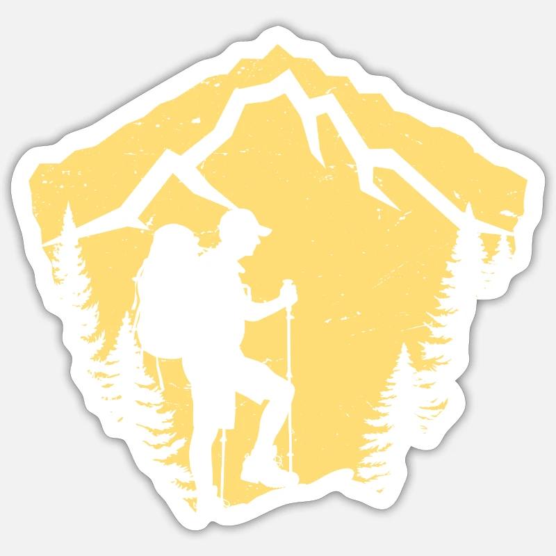 Mountain hike silhouette design - Sticker size S (10 x 10 cm) - white matte