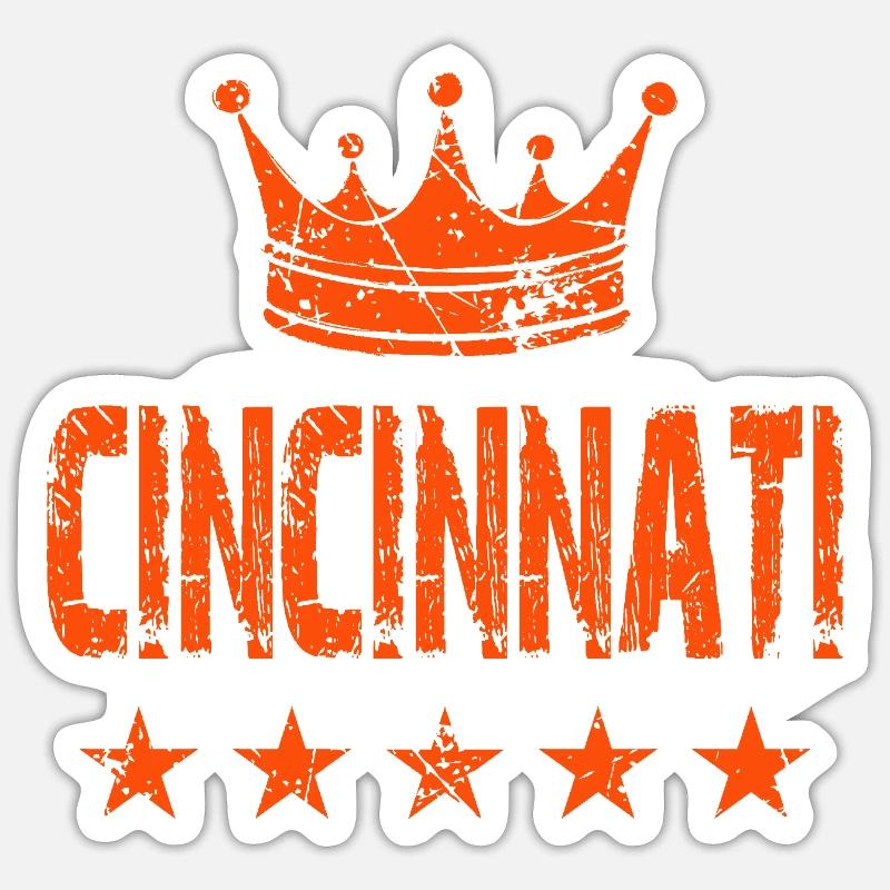 Cincinnati Krone Sterne - Sticker Größe S (10 x 10 cm) - Mattweiß
