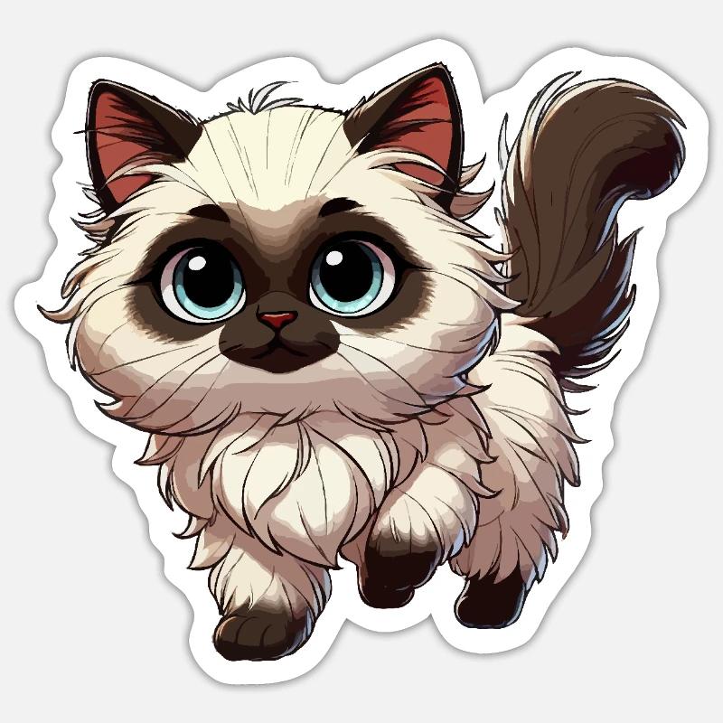Ragdoll chat bébé - Sticker taille S (10 x 10 cm) - blanc mat