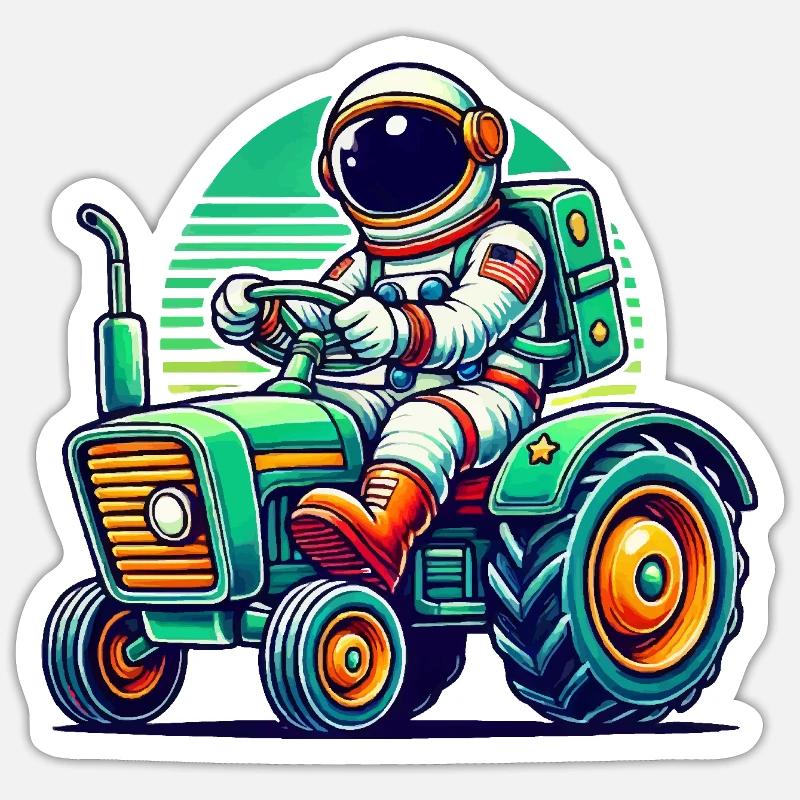 Astronaut Tractor - Sticker size S (10 x 10 cm) - white matte