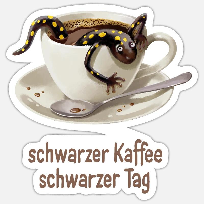 Salamandre du café 1 - Sticker taille S (10 x 10 cm) - blanc mat