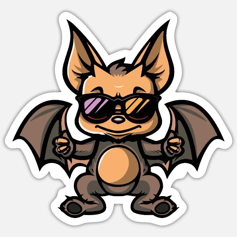 Fledermaus Cool Comic - Sticker Größe S (10 x 10 cm) - Mattweiß