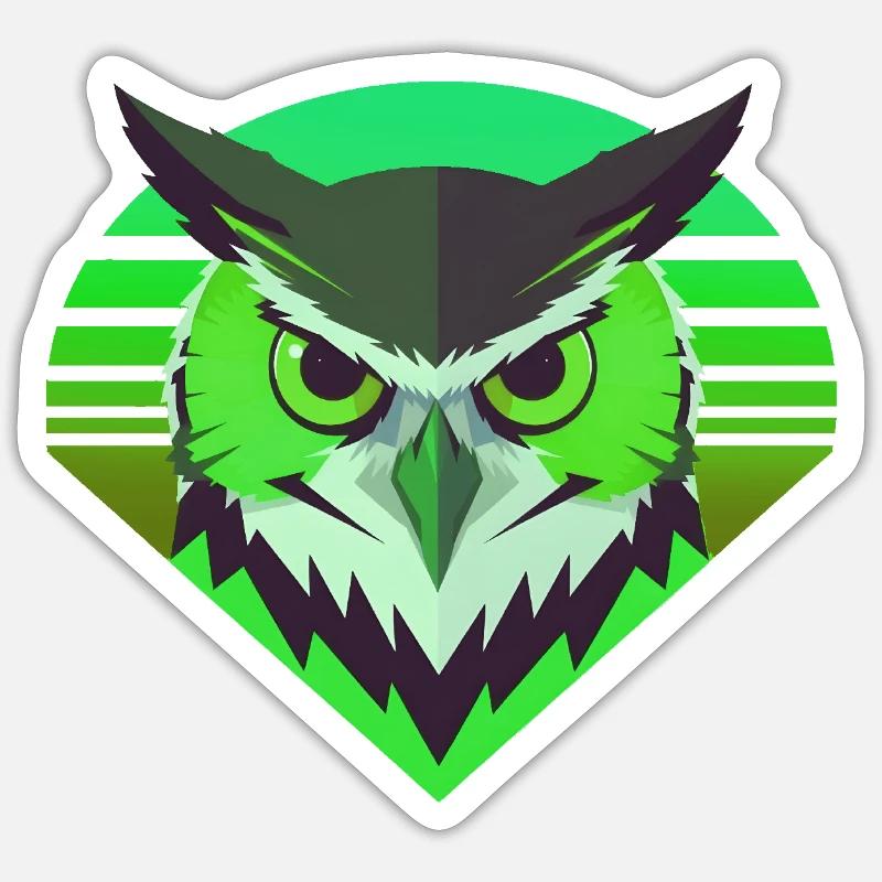 Grüne Eule - Sticker Größe S (10 x 10 cm) - Mattweiß