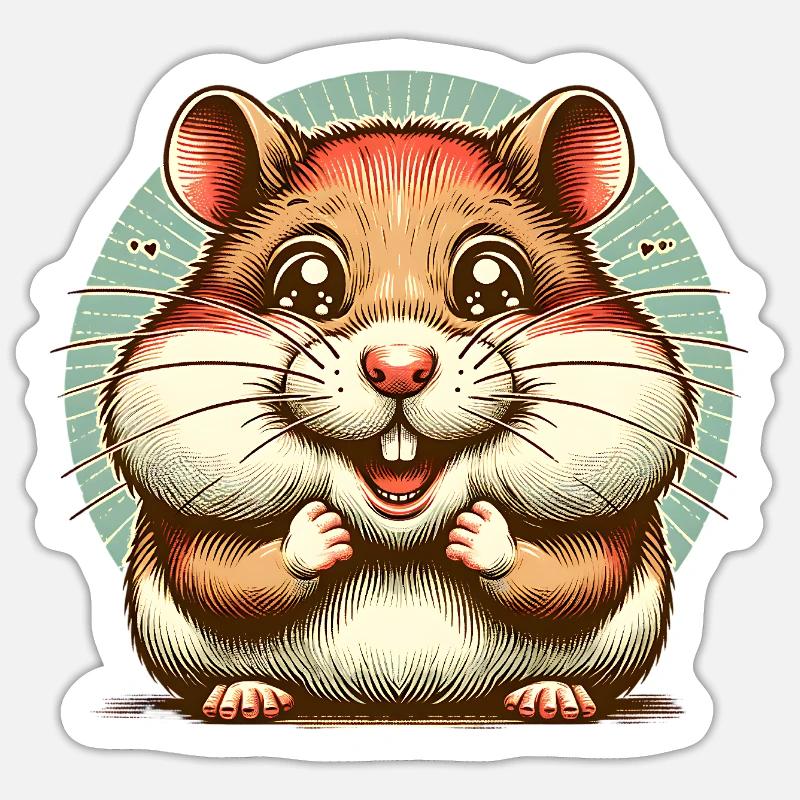 Hamster - Sticker taille S (10 x 10 cm) - blanc mat