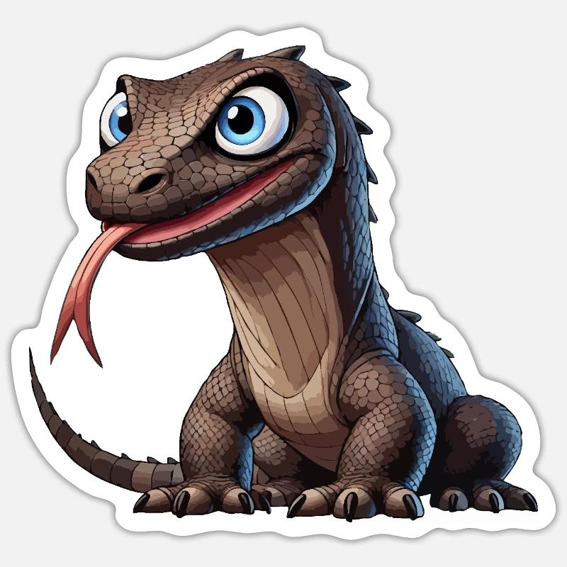 Komodowaran - Sticker Größe S (10 x 10 cm) - Mattweiß