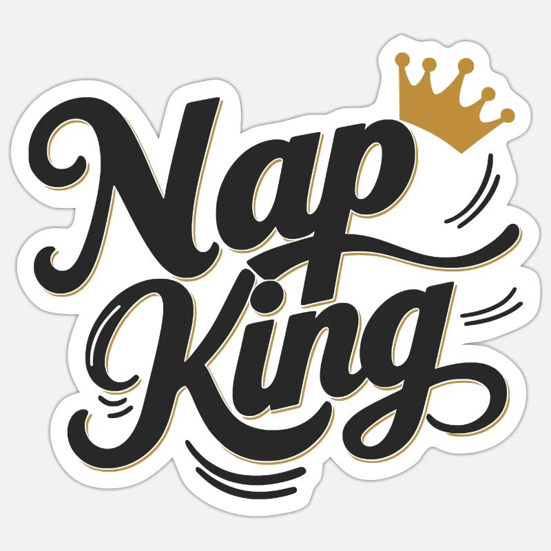 Roi de la sieste - Sticker taille S (10 x 10 cm) - blanc mat