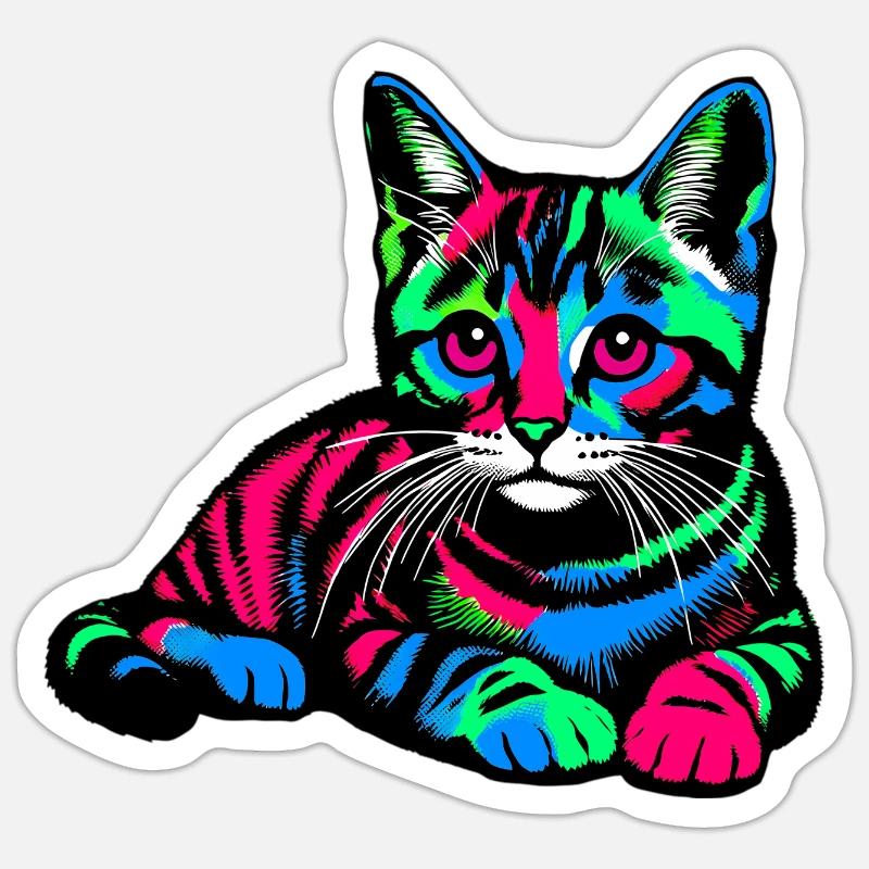 Katze - Sticker Größe S (10 x 10 cm) - Mattweiß
