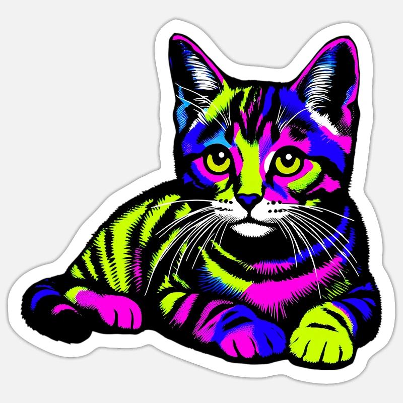 Chat - Sticker taille S (10 x 10 cm) - blanc mat