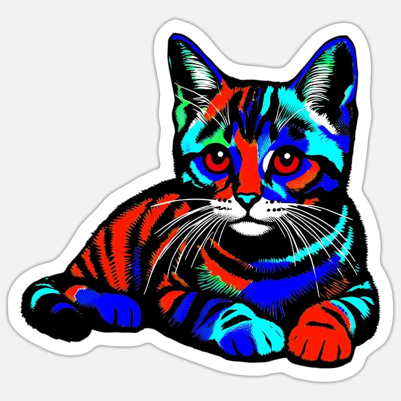 Katze - Sticker Größe S (10 x 10 cm) - Mattweiß