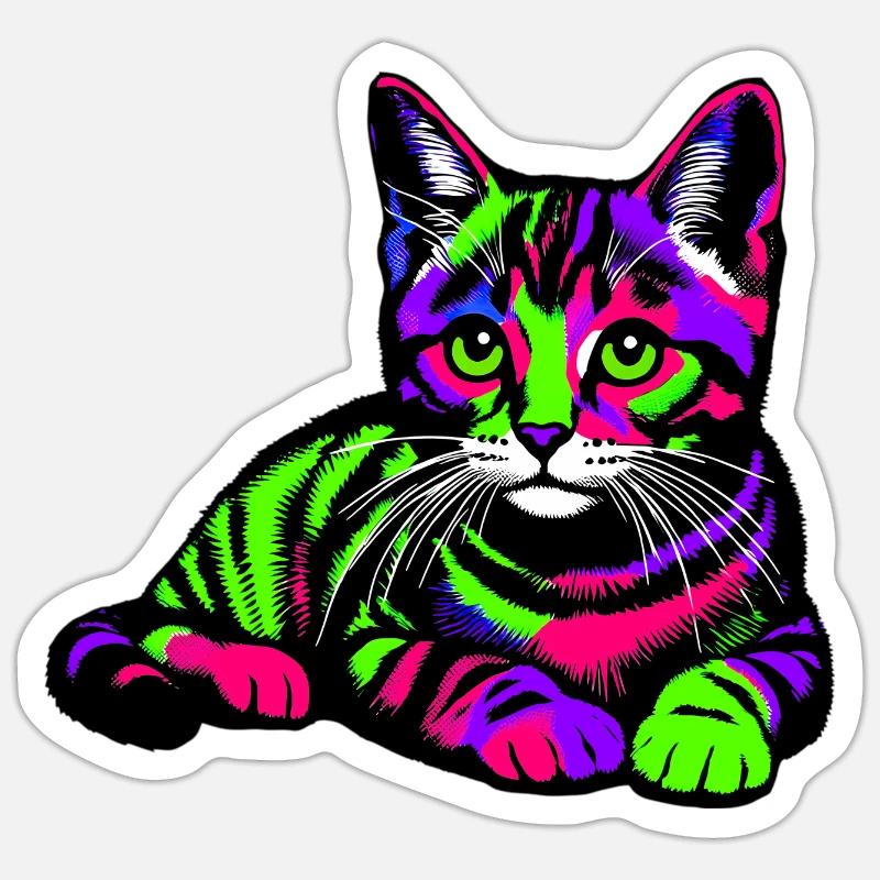 Chat - Sticker taille S (10 x 10 cm) - blanc mat