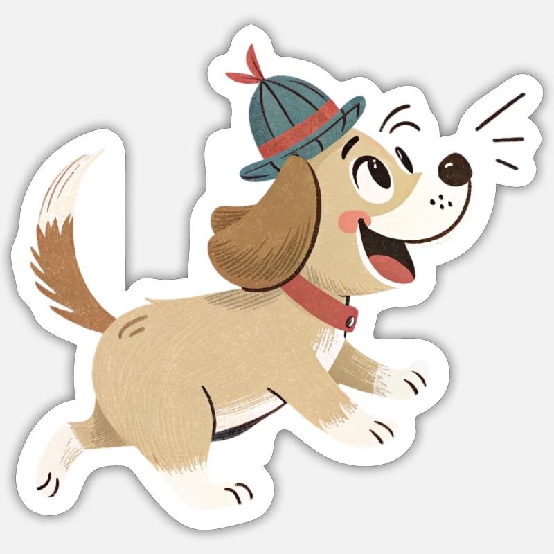 Chien mignon Sticker taille S (10 x 10 cm)
