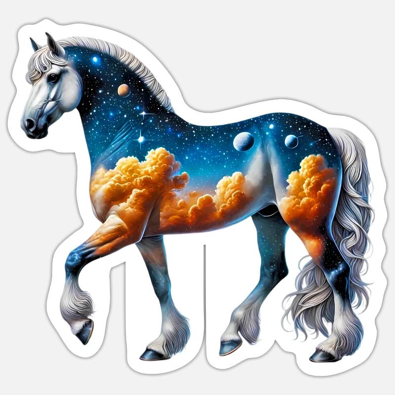 Cheval - Sticker taille S (10 x 10 cm) - blanc mat