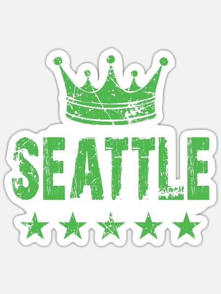 Seattle Krone Sterne - Sticker Größe S (10 x 10 cm) - Mattweiß
