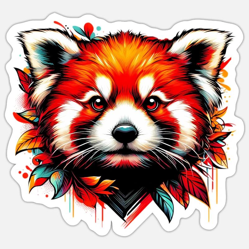 Petit panda - Sticker taille S (10 x 10 cm) - blanc mat