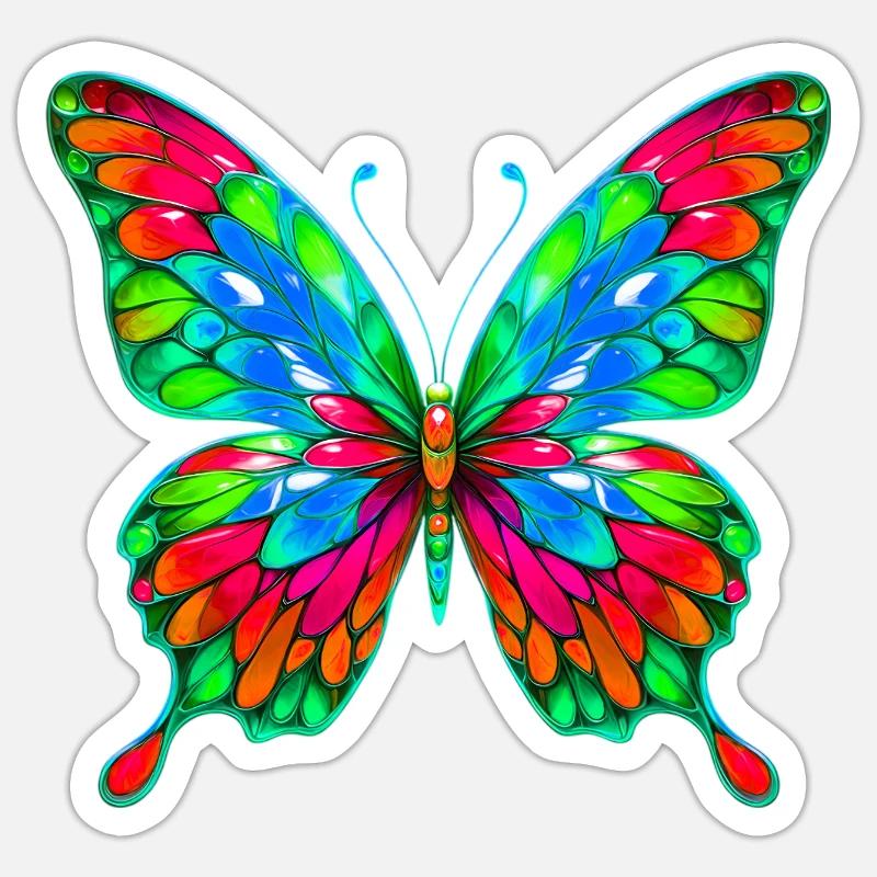 Schmetterling - Sticker Größe S (10 x 10 cm) - Mattweiß