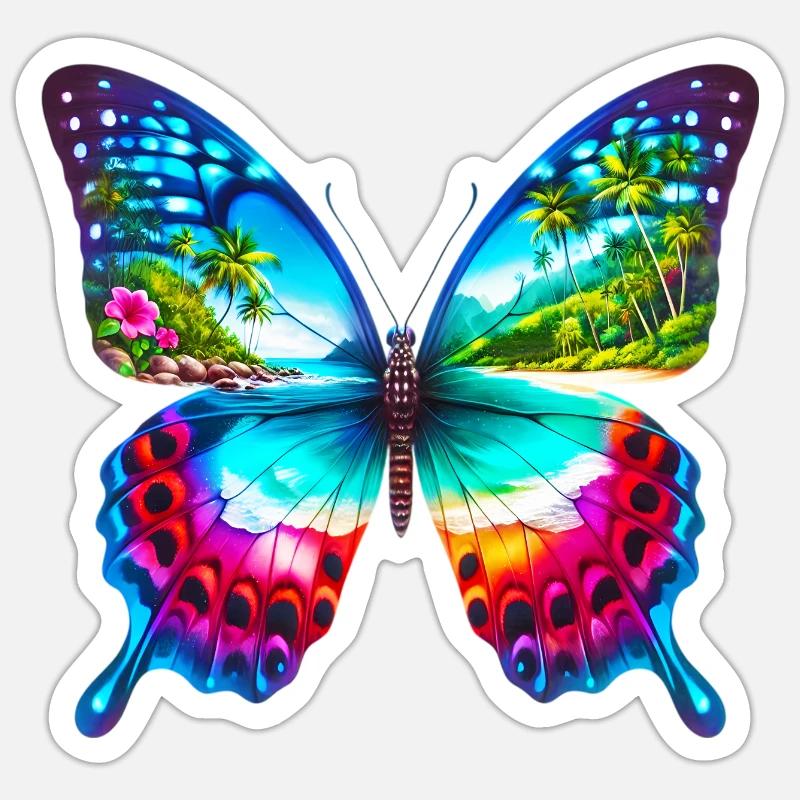Papillon - Sticker taille S (10 x 10 cm) - blanc mat