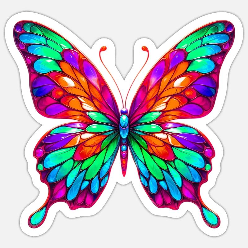 Papillon - Sticker taille S (10 x 10 cm) - blanc mat