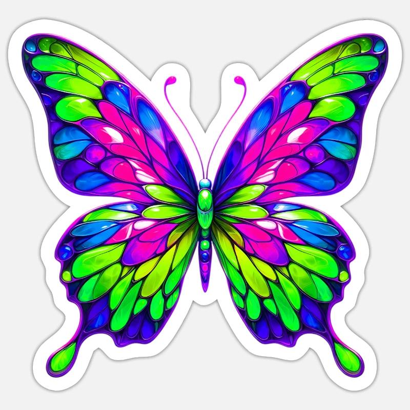 Schmetterling - Sticker Größe S (10 x 10 cm) - Mattweiß
