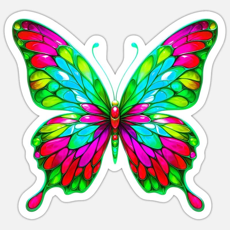Schmetterling - Sticker Größe S (10 x 10 cm) - Mattweiß