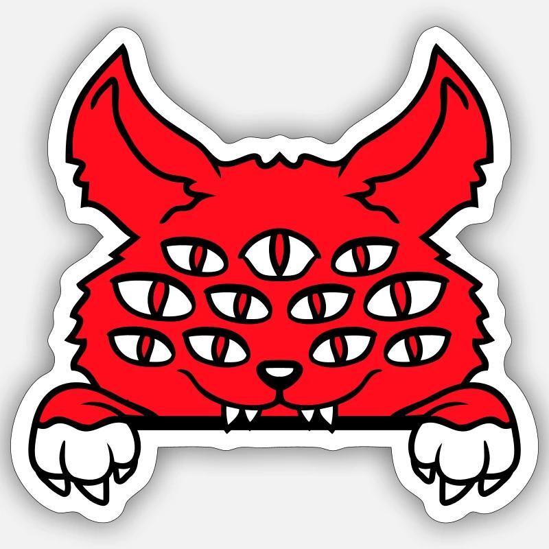 Cat Demon Many Eyes Devil Hell Evil Monster Sticker size S (10 x 10 cm)
