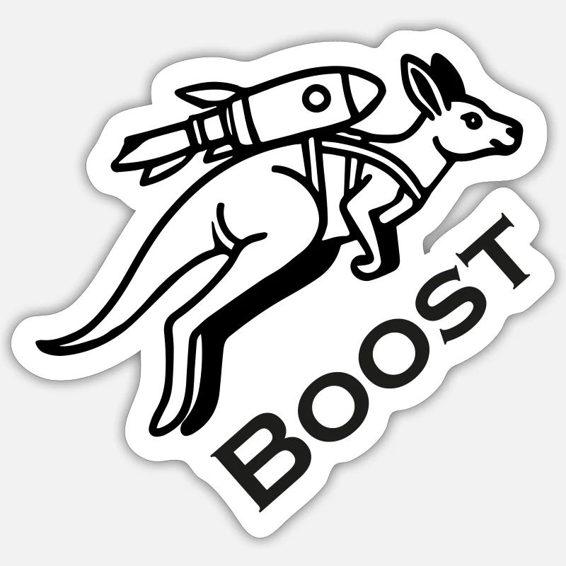 Canguro con jetpack - Boost Design - Sticker formato S (10 x 10 cm) - bianco opaco