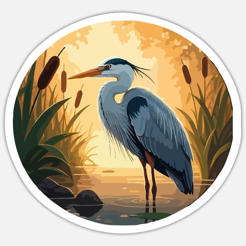 Blue Heron by Backlight Sticker size S (10 x 10 cm)