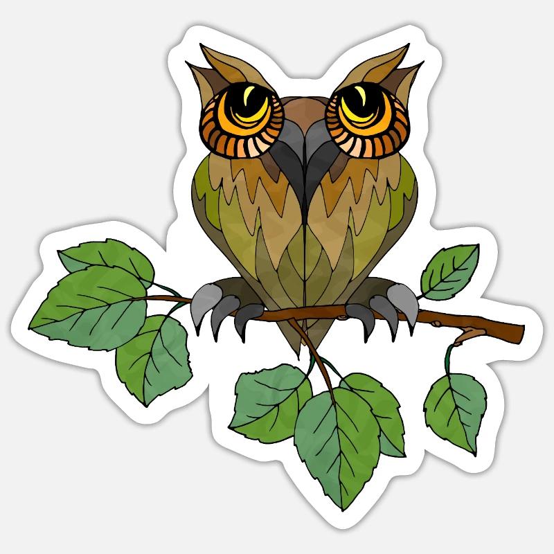 Eule Vogel Sticker Größe S (10 x 10 cm)