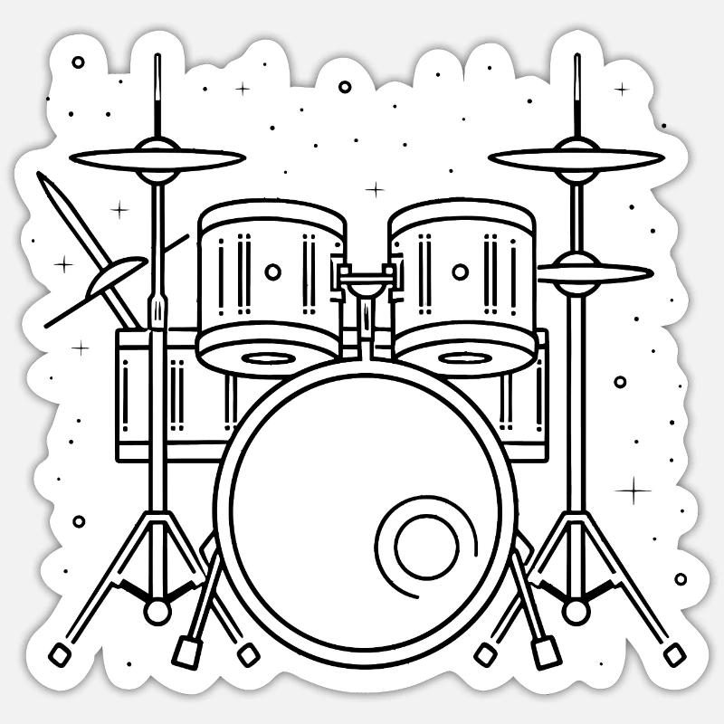 Dessin de batterie - Sticker taille S (10 x 10 cm) - blanc mat