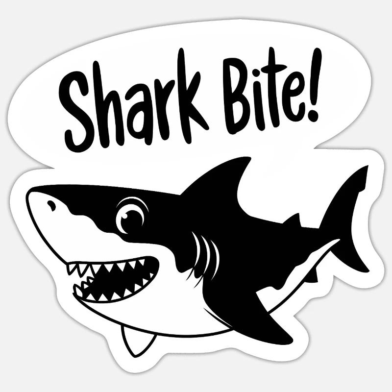 Hai-Biss! - Lustiger Hai - Sticker Größe S (10 x 10 cm) - Mattweiß