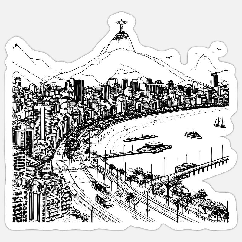 RIO DE JANEIRO - Sticker taille S (10 x 10 cm) - blanc mat
