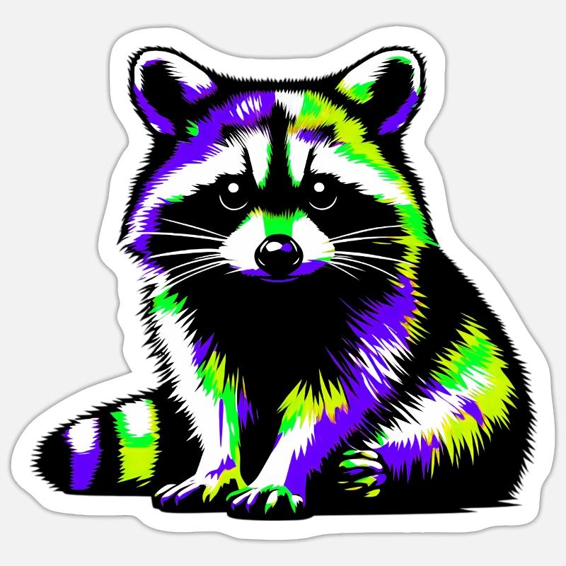 Raton laveur - Sticker taille S (10 x 10 cm) - blanc mat