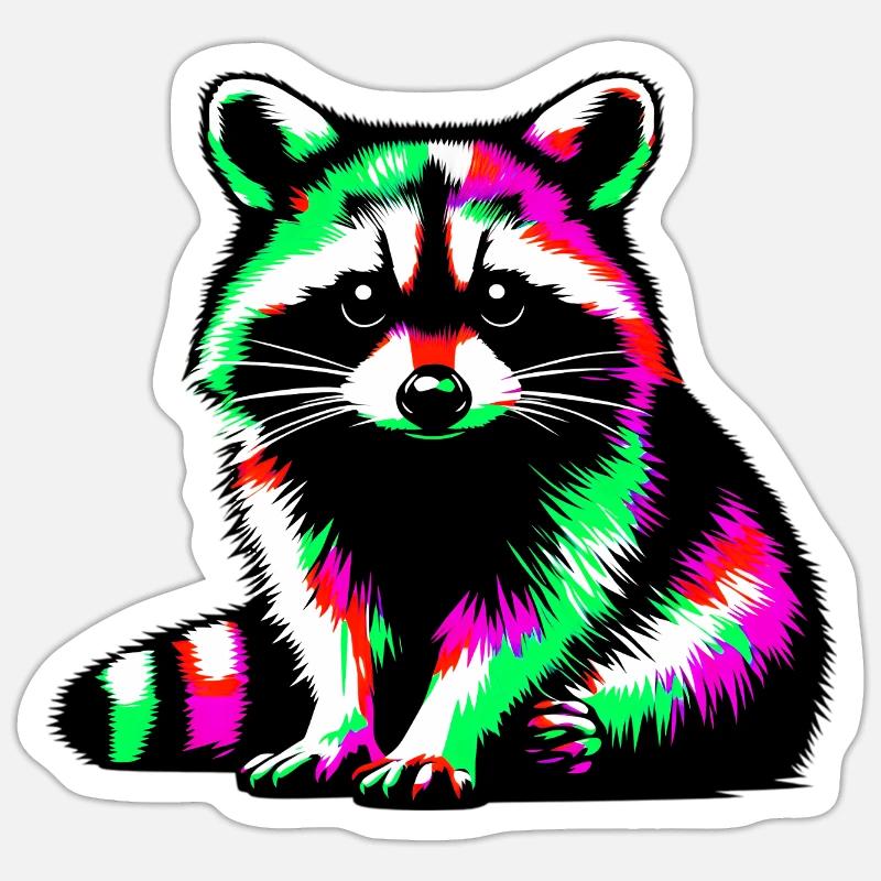 Waschbär - Sticker Größe S (10 x 10 cm) - Mattweiß