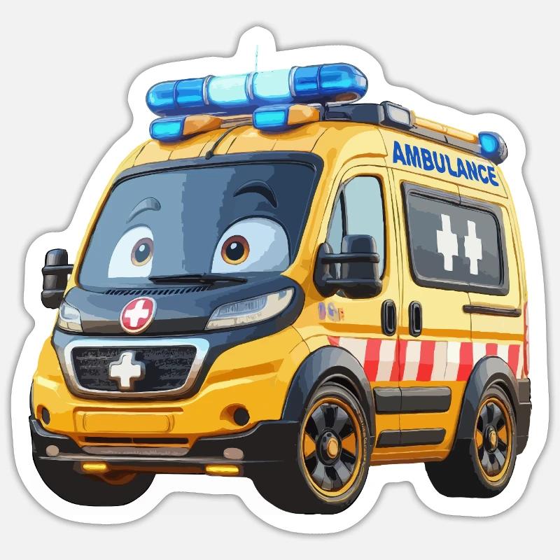 Ambulance junior - Sticker size S (10 x 10 cm) - white matte