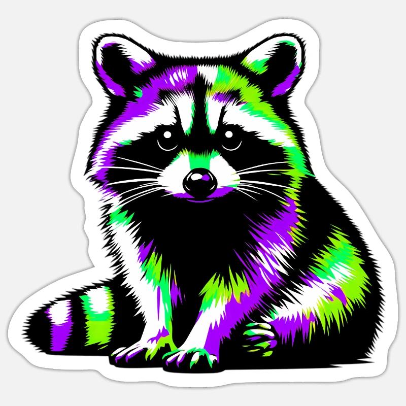 Raton laveur - Sticker taille S (10 x 10 cm) - blanc mat