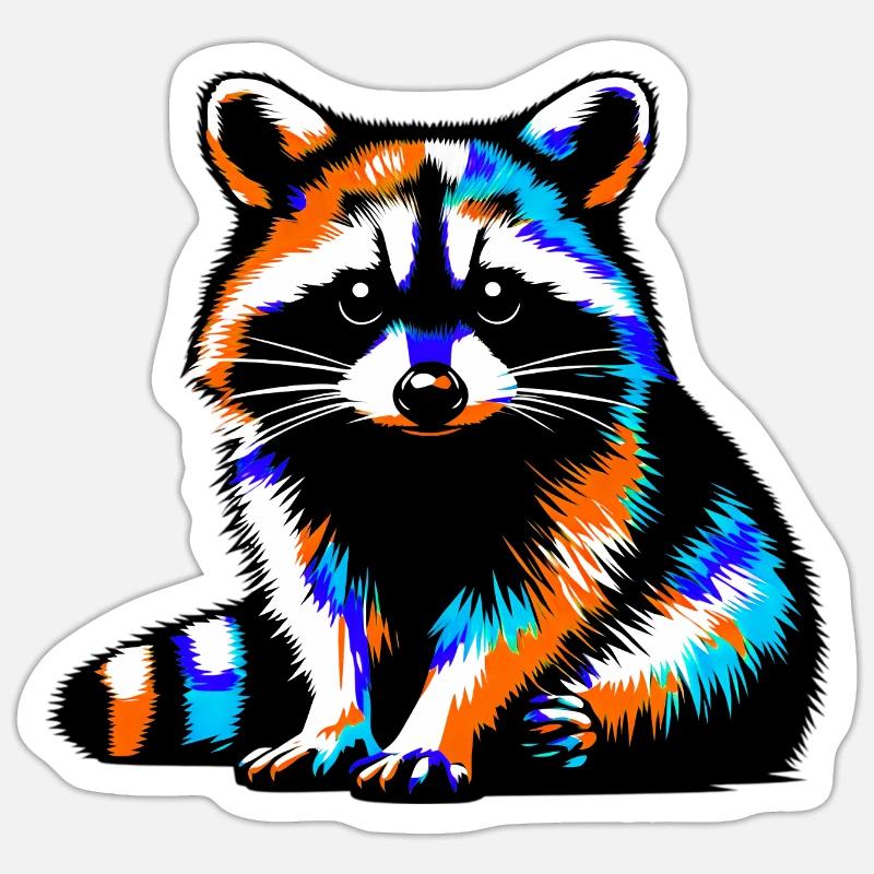 Raton laveur - Sticker taille S (10 x 10 cm) - blanc mat