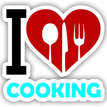 i love cooking - Sticker size S (10 x 10 cm) - white matte - Front