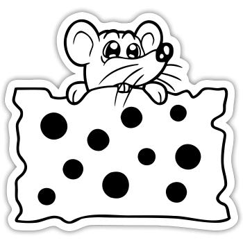 La souris mange d’énormes trous faim de fromage manger délicieux - Sticker taille S (10 x 10 cm) - blanc mat - Devant
