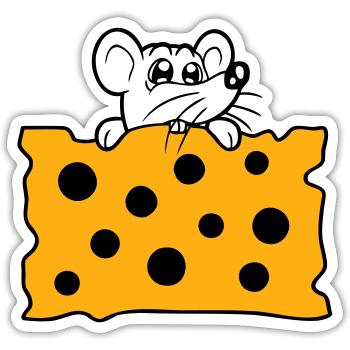 La souris mange d’énormes trous faim de fromage manger délicieux - Sticker taille S (10 x 10 cm) - blanc mat - Devant