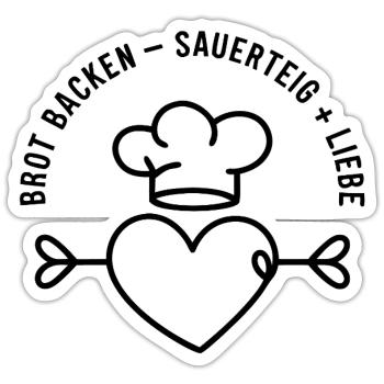 Brot Backen mit Sauerteig und Liebe - Sticker Größe S (10 x 10 cm) - Mattweiß - Vorne